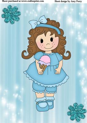 A4 Pretty Blue Ice Cream Girl
