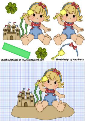 Blonde Girl with Sandcastle