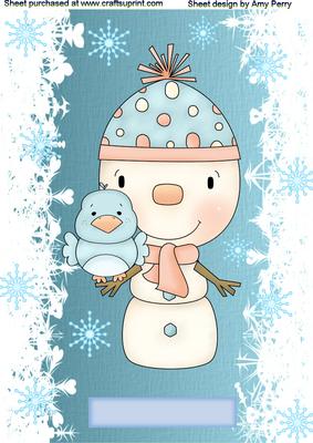 A4 Snowman with Snowflakes