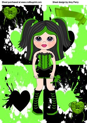 A4 Green Gothic Girl