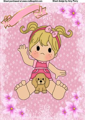 A4 Pretty in Pink Girl with Her Dog