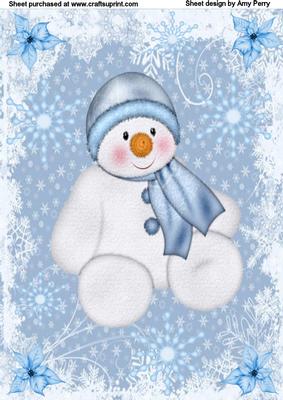 A4 Fluffy Blue Snowman