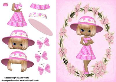 Pretty Pink Girl in a Floral Frame