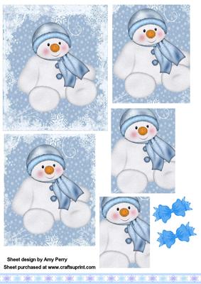 Fluffy Blue Snowman Pyramid