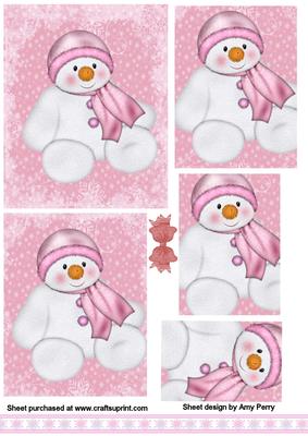 Fluffy Pink Snowman Pyramid
