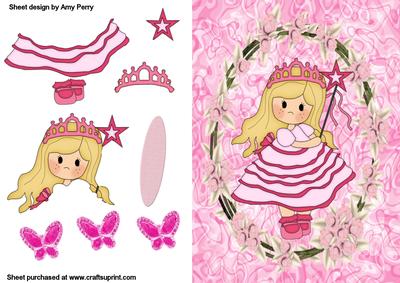 Pretty Pink Princess in Floral Frame