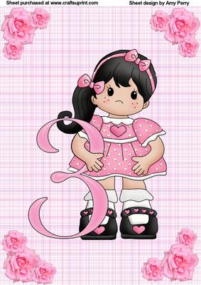 A4 3rd Birthday Pink Girl