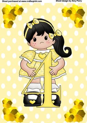 A4 Yellow 4th Birthday Girl