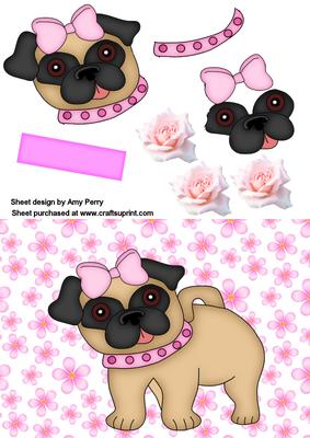 Cute Girl Pug with Roses