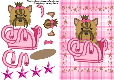 Cute Yorkie Dog in Star Frame
