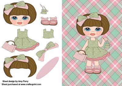 Pretty Green & Pink Bob Girl