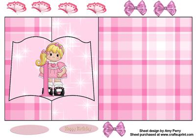 Happy 1st Birthday Girl Book Card