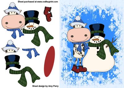 Christmas Cow & Snowman