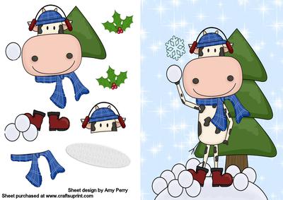 Christmas Cow & Snowballs