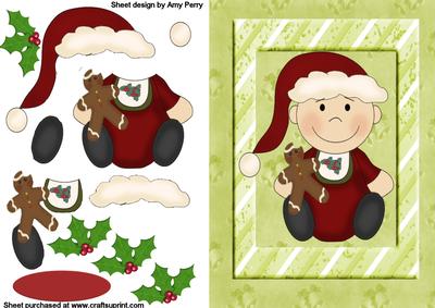 Christmas Baby Boy in Green Frame