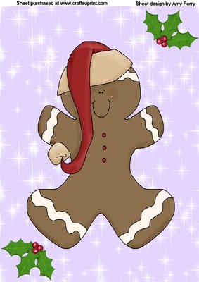 Cute Christmas Ginger Bread Man on Purple Background