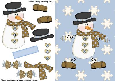 Cool Christmas Snowman Blue & Brown