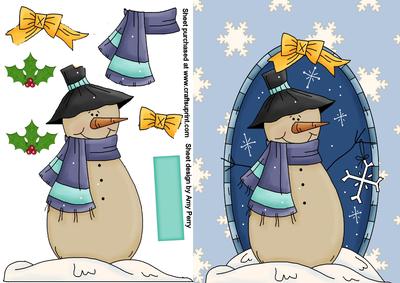 Christmas Snowman with Yellow Bow