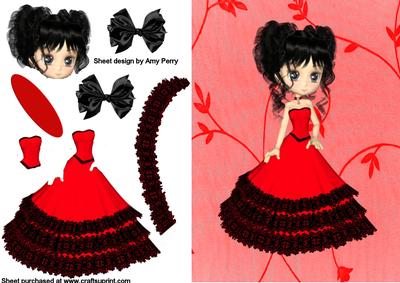Pretty Girl in Red & Black Dress