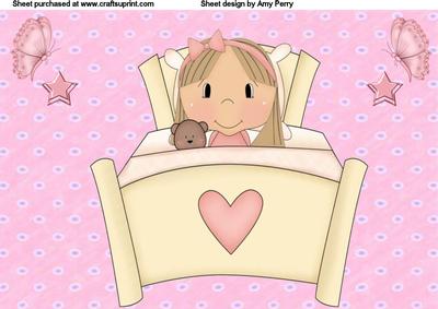 A4 Cute Little Girl in Bed
