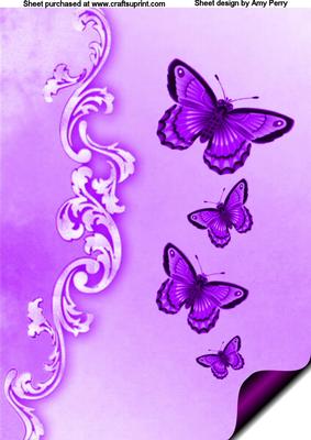 A4 Purple Butterflies Paper Curl
