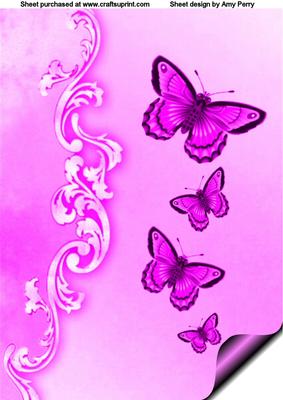 A4 Pink Butterflies Paper Curl