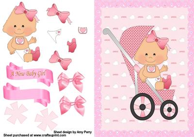 Baby Girl Pink in a Stroller