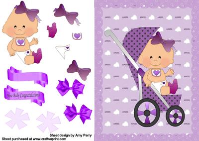 Unisex Baby Purple in Stroller