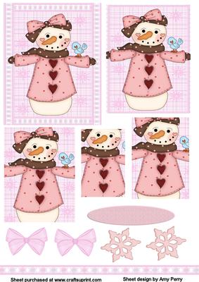 Girly Christmas Snowman with Bird Pyramid