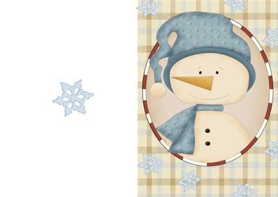 Ready Made Blue Snowman in Oval Frame
