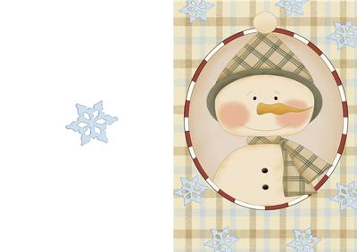 Ready Made Green Check Snowman in Oval Frame