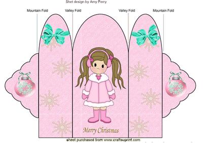 Pink Christmas Little Girl Tri Fold