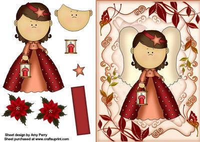Cute Dark Red Fairy on Pretty Red Frame