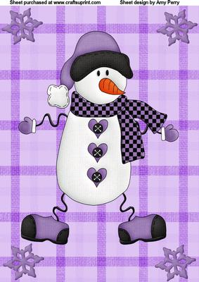 Purple Christmas Snowman with Purple Snowflakes