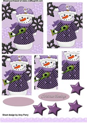 Pretty Purple & Black Snowman Pyramid