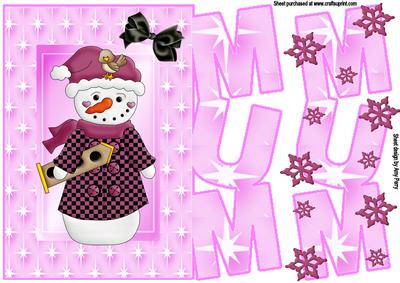 Christmas Mum Card with Pink Snowman