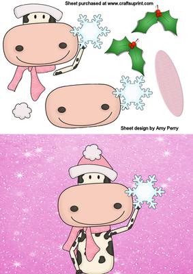 Cute Pink Christmas Cow