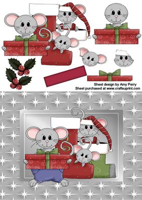 Cute Christmas Mice with Presents