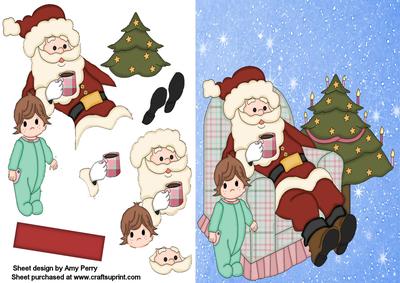 Santa in His Chair with Little Boy