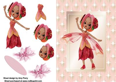 Cute Peach Fairy in Pink Frame