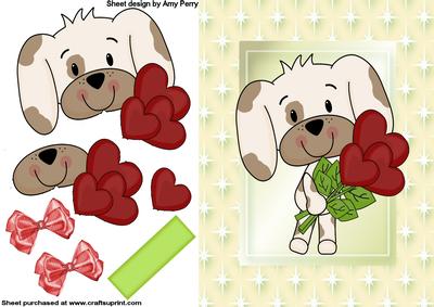 Cute Little Dog with Roses