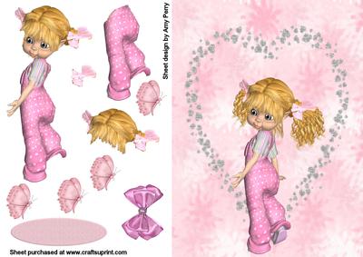 Pretty Pink Kiki Girl in Diamond Frame