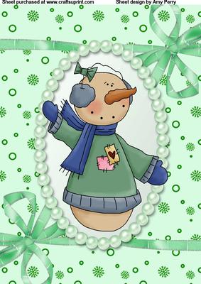 Pretty Green & Blue Snowman