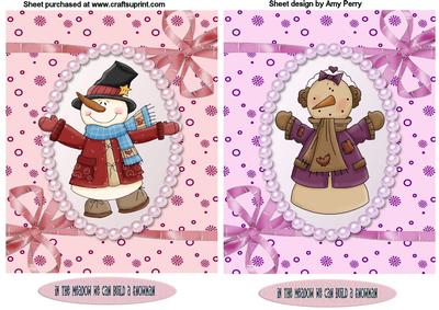 Dark Red & Purple Snowman Toppers