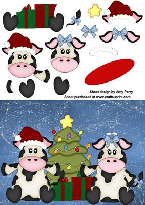 Brother & Sister Christmas Cow