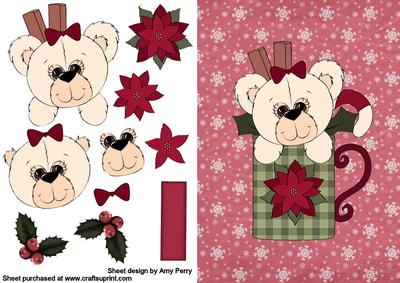 Little Beige Christmas Bear in Cup