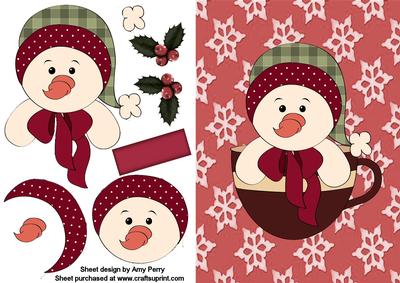 Little Christmas Snowman in Cup