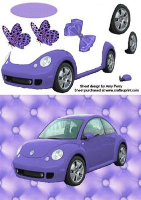 Pretty Purple Car on Lovely Purple Backing Paper