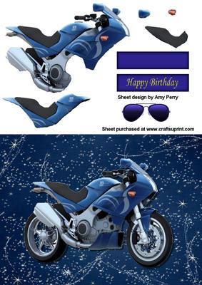 Blue Motorbike on Blue Star Background