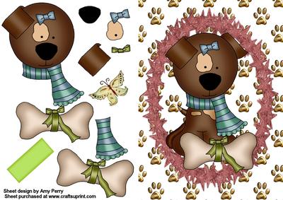 Cute Brown Christmas Dog in Star Frame